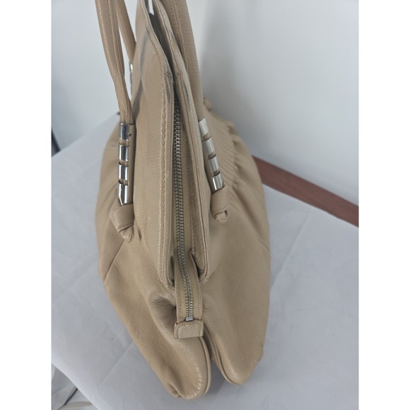 Bodhi Tan Soft Pebbled Leather Handbag Boho Pleats Please Purse Big Bag Nice - Picture 5 of 12